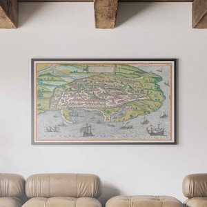Impresión de mapas del Mediterráneo vintage (1575) - Impresión de mapas vintage, arte de mapas antiguos, mapa vintage del Mediterráneo, decoración de mapas del Mediterráneo