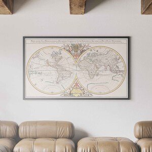Impresión de mapas del mundo vintage (1790) - Impresión de mapas vintage, arte de mapas antiguos, mapa vintage del mundo, decoración de la pared del mapa mundial, mapa del viejo mundo vintage