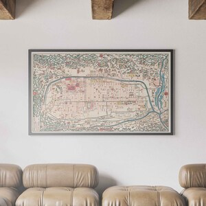 Arte del mapa de Kioto vintage (1863) - Impresión de mapas vintage, arte de mapas antiguos, mapa vintage de Kioto, decoración de la pared del mapa de Kioto, mapa antiguo vintage de Kioto