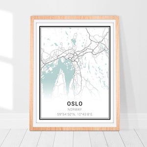 Oslo Map Art Print • Norway Oslo City Map Poster • Norway Oslo Wall Art • City Print Decor • Map of Norway Oslo • Minimalist Map Art Gift