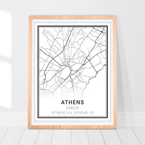 Athen Karte Print - Griechenland Karte, Athen Poster Geschenk, Athen Wand Kunst, minimalistische Karte, Geschenk für Landsmann und Griechenland Bürger