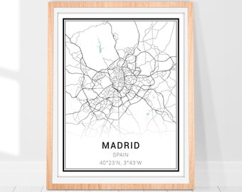 Madrid Map Art Print • Spain Madrid City Map Poster • Spain Madrid Wall Art • Wall Decor Gift• Map of Spain Madrid • Minimalist Map Art Gift