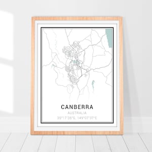 Canberra City Map Print - Australia Canberra Poster - Wall Art Decor - Minimalist Map - Gift for Fellow Countryman and Australia Citizen
