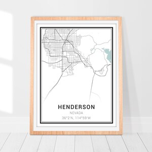 Impression d'art carte Henderson • Poster de carte de la ville d'Henderson Nevada • Art déco murale Henderson Nevada • Carte d'Henderson • Cadeau d'art carte minimaliste