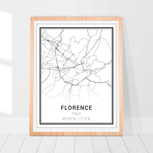 Impression d'art carte de Florence • Poster de carte de la ville de Florence en Italie • Art mural Florence en Italie • Impression décorative • Carte de Florence en Italie • Art de carte minimaliste