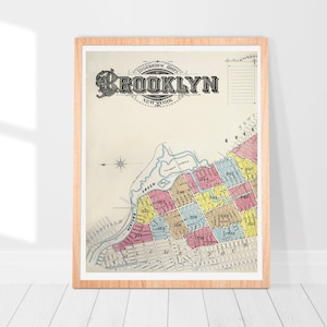 Mapa de la ciudad de Brooklyn (1888) - Impresión de mapas vintage, arte del mapa de Nueva York, mapa vintage de Nueva York, decoración de la pared del mapa, mapa vintage de la ciudad vieja