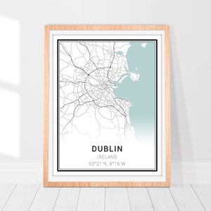 Dublin Map Art Print • Ireland Dublin City Map • Dublin Poster • Ireland Dublin Wall Art Decor • Map of Ireland Dublin • Minimalist Map Art