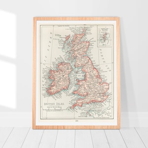 Universal Atlas of the World (1900) - vintage kaartafdruk, kaartkunst Britse eilanden, vintage kaart van Britse eilanden, kaartmuurdecor