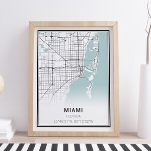 Miami Map Print • Miami City Map • Miami Poster • Miami Wall Art • Miami Art • Miami Decor • Map of Miami • Minimalist Map Art