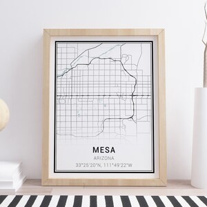 Impression de carte de Mesa • Plan de la ville de Mesa • Poster Mesa • Art mural Mesa • Décoration Mesa • Plan de Mesa • Art de carte minimaliste