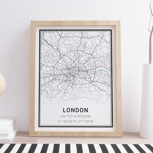 London Map Print - London City Map, London Poster, London Wall Art, London Decor, Map of London, Minimalist Map Art