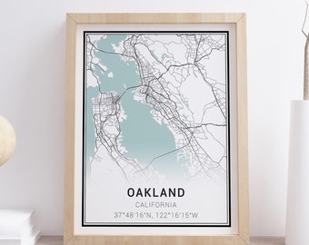 Oakland Karte Druck • Oakland Stadtplan • Oakland Poster • Oakland Wandkunst • Oakland Kunst • Oakland Dekor • Oakland Karte • Minimalistische Kartenkunst