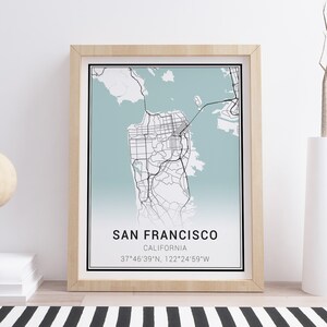 サンフランシスコ地図プリント • サンフランシスコ市地図 • サンフランシスコポスター • サンフランシスコ壁画 • サンフランシスコ装飾 • サンフランシスコ地図