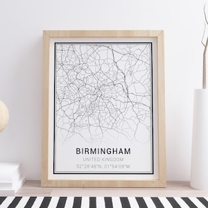 Birmingham Map Print - Birmingham City Map, Birmingham Poster, Birmingham Wall Art, Birmingham Decor, Map of Birmingham, Minimalist Map Art