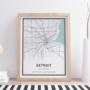Detroit Map Print • Detroit City Map • Detroit Poster • Detroit Wall Art • Detroit Art • Detroit Decor • Map of Detroit • Minimalist Map Art
