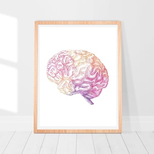 Watercolor Brain Print - Brain Wall Art, Science Art, Brain Decor, Science Gift, Anatomy Print, Medical Poster,Doctor Office Decor Neurology
