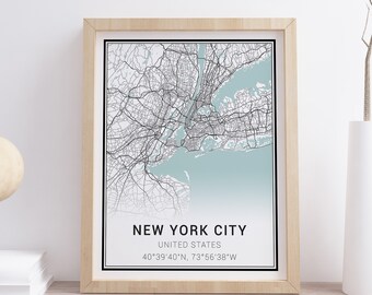 New York Map Print • New York City Map • New York Poster • New York Wall Art • New York Decor • Map of New York • Minimalist Map Art