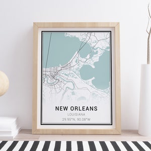 New Orleans Karte Print - New Orleans Karte, New Orleans Poster, New Orleans Wandkunst, New Orleans Dekor, minimalistische Karte Kunst