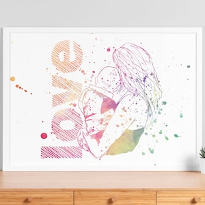 Aquarell Baby Liebe Poster, Klinik und Kinderzimmer Wand Dekoration, werdende Mutter Wandkunst, Gynäkologie Geburtshelfer, Klinik Hebamme und Mutter Geschenk V62