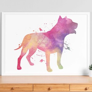 Watercolor Pitbull Poster - Watercolor Dog Print, Watercolor Animal Art, Pitbull Wall Art, Gift for Dog Lovers,Gift for Pet Lover - V70