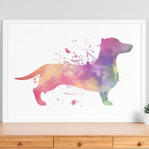 Watercolor Dachshund Poster - Watercolor Dog Print, Watercolor Animal Art, Dachshund Wall Art, Gift for Dog Lovers,Gift for Pet Lover - V67