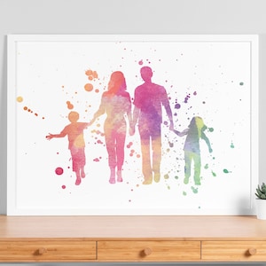 Familie Aquarell Poster - Art Home Decor, Pure Love Wins Print, Einfamilienhaus Geschenk, Wandkunst, Liebe ist Liebe Geschenk, Mr und Mrs Geschenk - V75