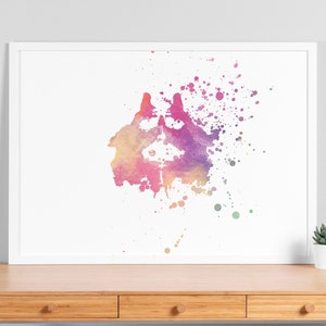 Tarjeta de prueba de mancha de tinta de Rorschach de acuarela 2, cartel de arte de clínica médica, arte de pared de psicología psiquiatría, regalo de psicoterapeuta psicólogo, V102