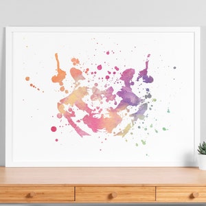 Aquarel Rorschach inktvlek testkaart 3, medische kliniek kunstposter, kunst aan de muur psychiatrie psychologie, psycholoog psychotherapeut cadeau, V103