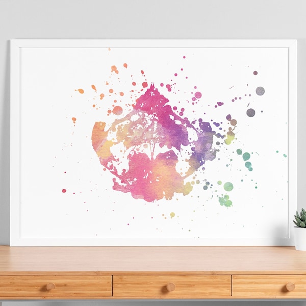 Watercolor Rorschach Inkblot Test Card 8, Medical Clinic Art Poster, Psychiatry Psychology Wall Art, Psychologist Psychotherapist Gift, V108