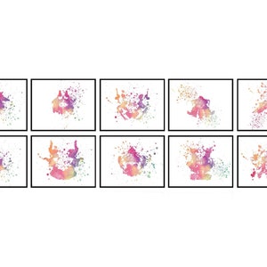 Set di 10 carte per test acquerello Rorschach Inkblot, arte della clinica medica, arte della parete di psicologia psichiatrica, regalo psicologo psicoterapeuta V111