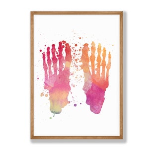 Watercolor Foot Bone Skeleton Print - Human Anatomy Print, Anatomy Decor, Clinic Wall Decor, Medical Wall Art, Medical Student Gift