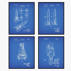 Space Patent Prints Set Of 4 - NASA Art • NASA Patent • Shuttle Poster • Space Shuttle Art • Space Wall Art • Space Posters • NASA Poster