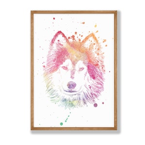 Watercolor Wolf Print, Animal Lover Gifts, Watercolor Animal Art, Gift Poster, Nursery Art, Gift for Wolf Lovers, Home Decor Wolf V11