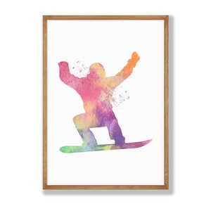 Watercolor Snowboard Poster - Snowboard Wall Art - Winter Sports Wall Decor - Gift for Snowboard Lover - Snowboarder Room Decor - V56
