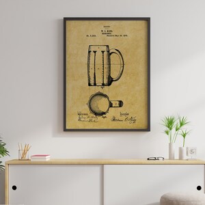 Vintage bieroctrooiafdrukken - bierposter, bierpul print, bierdecor, bierkunst, barmuurdecoratie, biermuurkunst, bierblauwdruk, pubmuurkunst