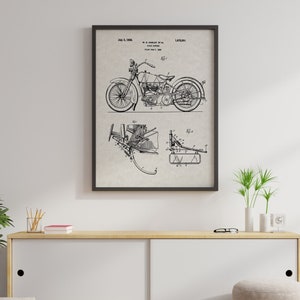 Vintage Harley Davidson Patent Prints - Harley Davidson Wall Art, Garage Wall Art, Motorcycle Prints, Garage Decor, Motorcycle Wall Art