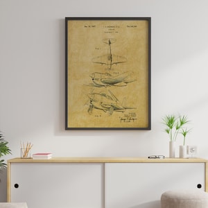 Vintage Airplane Patent Print - Airplane Wall Art, Airplane Poster, Aviation Decor, Airplane Decor, Pilot Gift, Wright Brothers Patent Art
