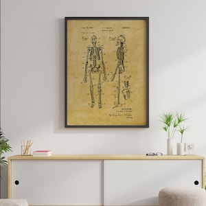 Vintage Anatomy Patent Prints - Medical School Decor, Human Skeleton, Medical Student Gift, Clinic Decor, Anatomy Wall Art, Medical Wall Art
