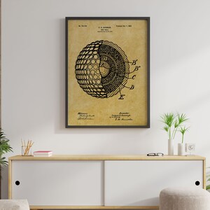 Vintage golfbal patentprint - golfmuurdecoratie, golfprints, golfcadeaus voor mannen, golfbalprint, decor mangrot, golf vader cadeau