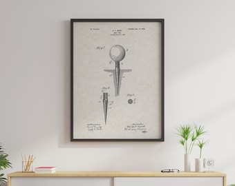 Vintage Golf Tee Patent Print - Golf Wall Decor, Golf Prints, Golf Gifts for Men, Golf Tee Print, Man Cave Decor, Golf Dad Gift