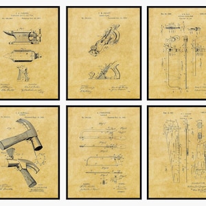 Impressões de patentes de ferramentas de carpinteiro vintage - patente de ferramentas de carpintaria, decoração de caverna de homem, impressões de arte de carpintaria, decoração de parede de garagem, presente de dia dos pais
