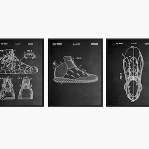 Air Jordan Patent Prints Set Of 3 - Basketball Shoes Wall Art • Sports Decor • Basketball Wall Decor • Basketball Gifts • Sneaker Patent Art