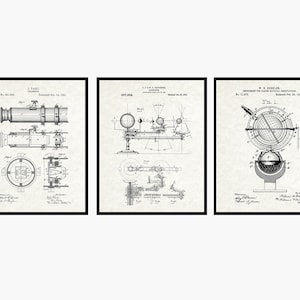 Astronomy Patent Prints Set Of 3 - Astronomy Print • Telescope Poster • Science Poster • Astronomy Wall Art • Space Print • Science Wall Art