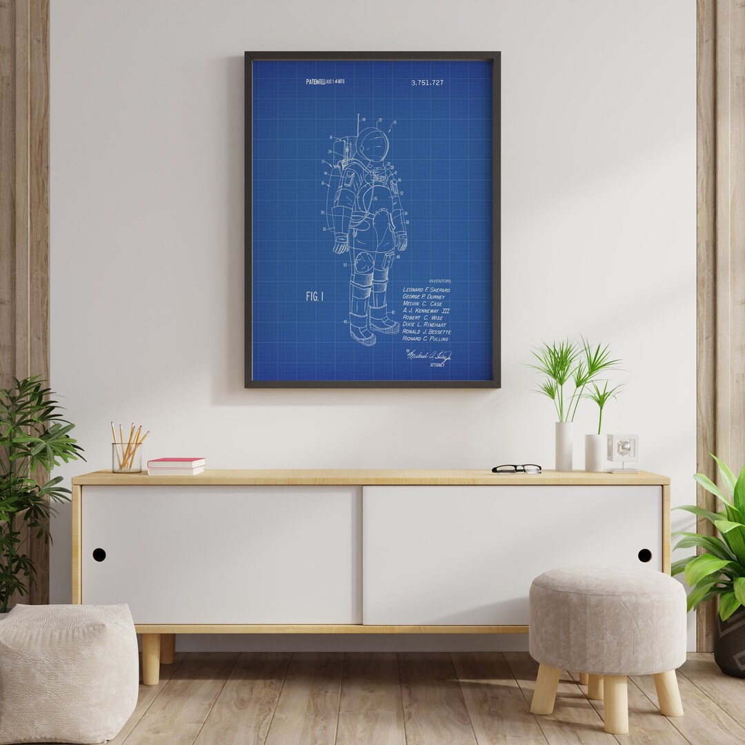 Nacnic Affiche avec le costume d'astronaute de brevet. Fiche avec l'ancien format A3 de brevet de conception avec fond noir