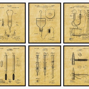 Medical Patent Prints Set Of 6 - Medical School Decor • Medical Student Gift • Clinic Decor • Doctor Patent Prints • Medical Wall Art