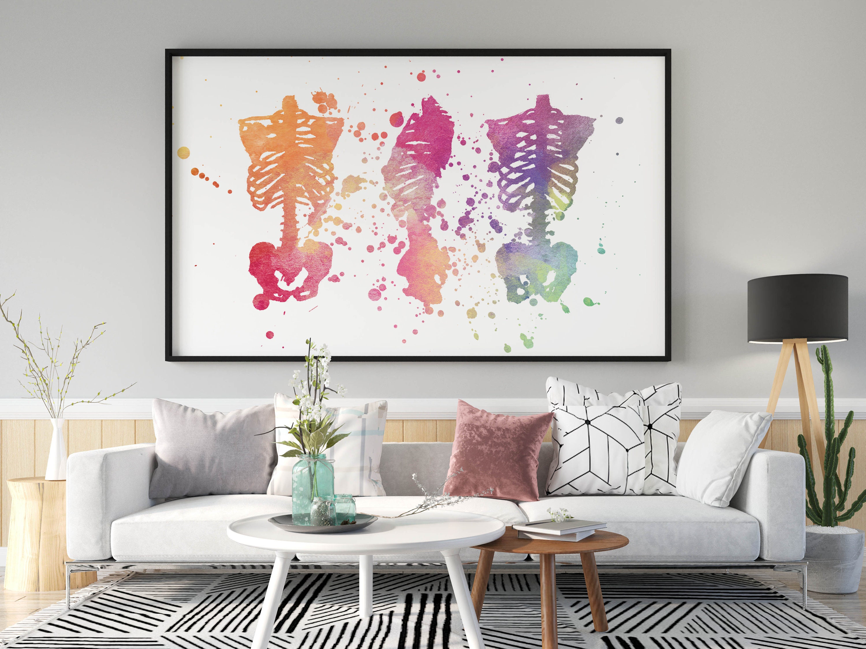 Watercolor Orthopedic Skeletal System Poster Human Anatomy Print Decor ...