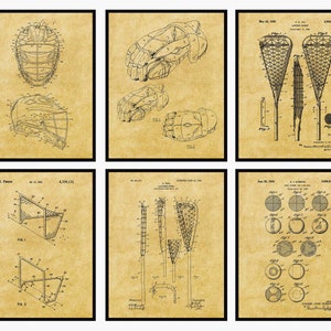 Lacrosse Patent Prints 6er Set - Lacrosse Prints • Lacrosse Kinderzimmer • Lacrosse Dekor • Lacrosse Geschenk • Lacrosse Stick Lacrosse Poster