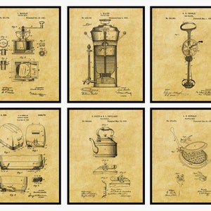 Kitchen Patent Prints Set Of 6 - Kitchen Art • Kitchen Wall Art • Kitchen Decor • Cook Wall Art • Kitchen Poster Set