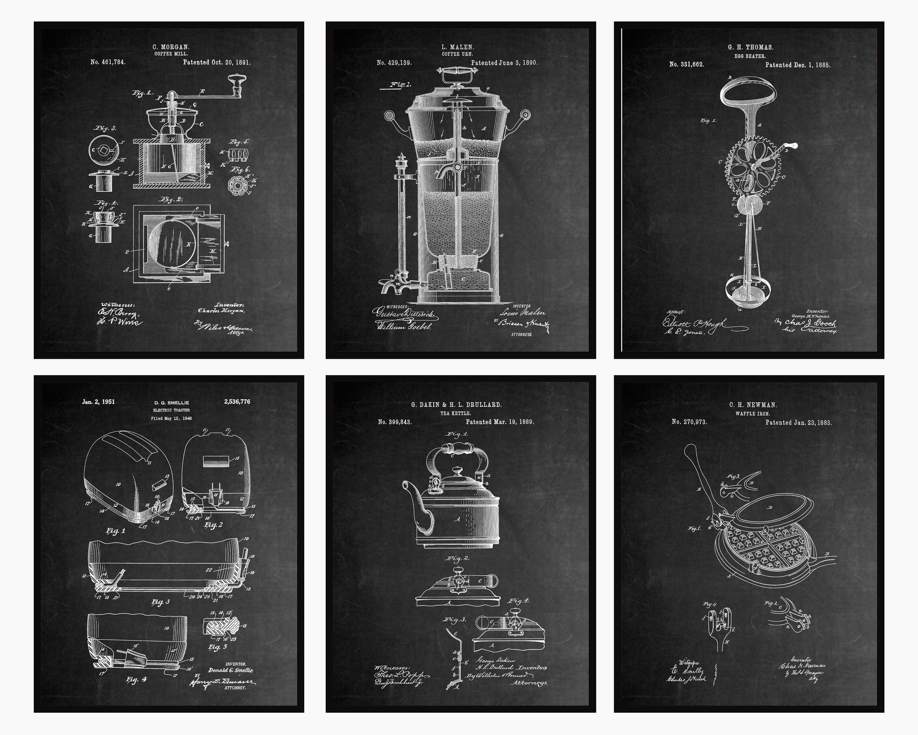 Kitchen Patent Prints Set of 6 - Kitchen Art • Kitchen Wall Art ...