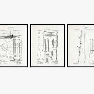 Rowing Patent Prints Set Of 3 - Rowing Wall Art • Rowing Poster • Beach House Decor • Crew Wall Art • Rowing Gift • Crew Patent Art